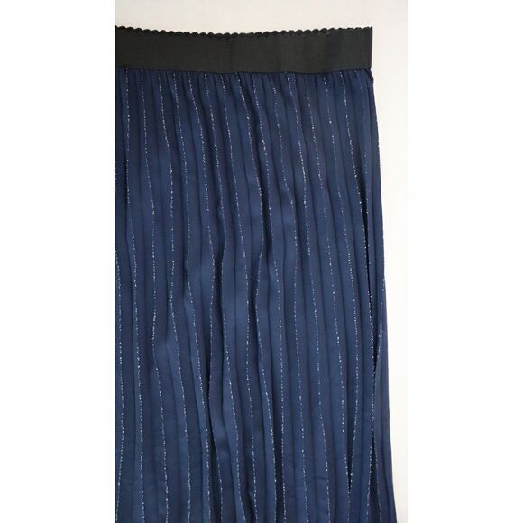 Adrianna Papell Women's Plus Sz 20W Midnight Foil Chiffon Pleated Skirt $139+ - Picture 7 of 14